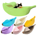 Yuthsona Creative Banana Shape Cat Nest Indoor Banana Pet Bed Soft Cozy Bed for Dogs Cats Self-Warming Winter House Bed Mat Pet Supplies for Puppy Kitten