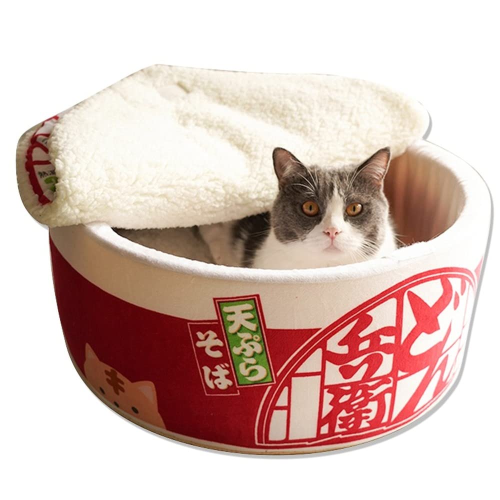 SSDHUA Cat Nest Instant Noodle Shape Cat House Cat Sofa Bed Cute and Comfortable Pet Cat House Detachable Multifunctional Soft Pet Bed Suitable for Small Cats and Dogs (SRed) 1