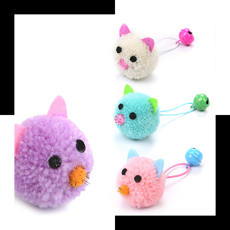 Plush Mouse Head Cat Toy with Bell for Fun Play