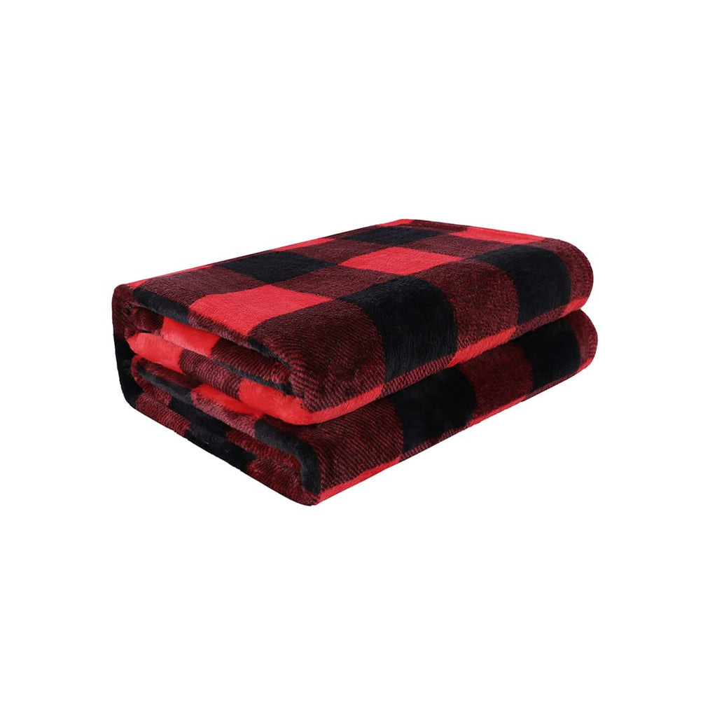 PiccoCasa Pet Dog Blanket Flannel Fleece Puppy Blanket Plaid Plush Warm Rug Blankets for Small-Medium Dogs Cats Sleeping Mat 30 x 40 Inches Scarlet+Black