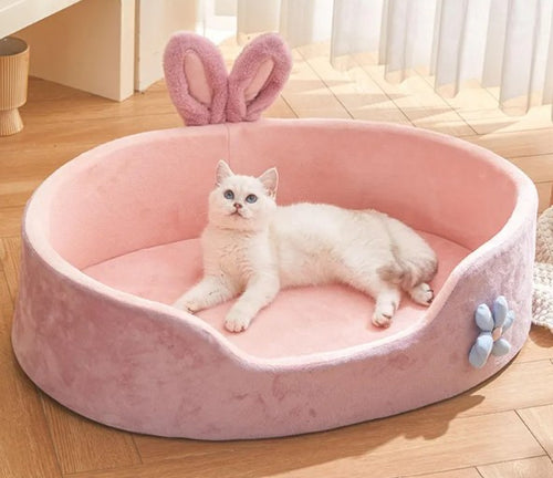 Bunny Princess Pet Bed / Pink Princess Pet Bed with Rabbit Ears